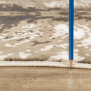 English Elm Hide Elegant Brown & Ivory 5 Ft. X 7 Ft. Area Rug – Durable, Kid-Friendly, Stain Resistant Design B186P316846