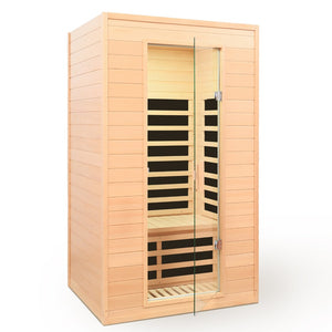 English Elm Hemlock Wood Two Person Far Infrared Indoor Sauna with Bluetooth and Led Lighting W632S00016