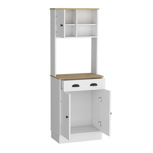 English Elm Microwave Storage Stand Arlington with Drawer and 3-Door Cabinet, White Macadamia Finish, Durable Elegance B092123134 B092123134