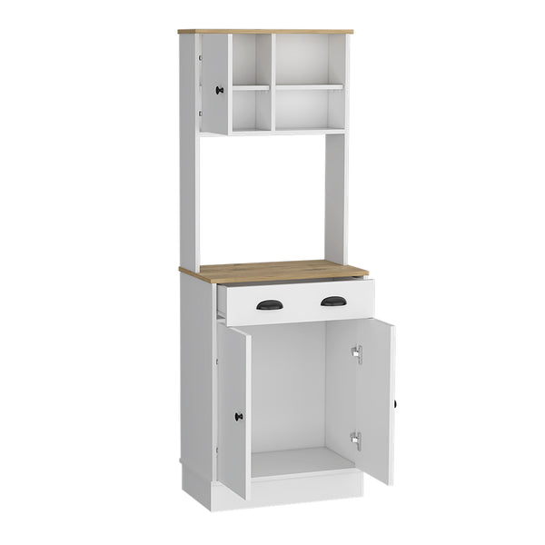 English Elm Microwave Storage Stand Arlington with Drawer and 3-Door Cabinet, White Macadamia Finish, Durable Elegance B092123134 B092123134