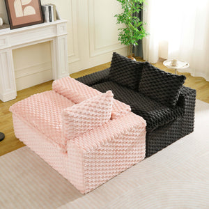 English Elm Luxury Color-Block Turtle Velvet Multifunctional Sofa - Cozy, Stylish Living Room Furniture For Any Space W3371S00051