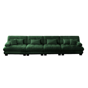 English Elm 4-Seater Plush Chenille Sectional Sofa with Deep Cloud Seats, Modular Design & Bolster Arms for Comfort and Style Green W714S01094