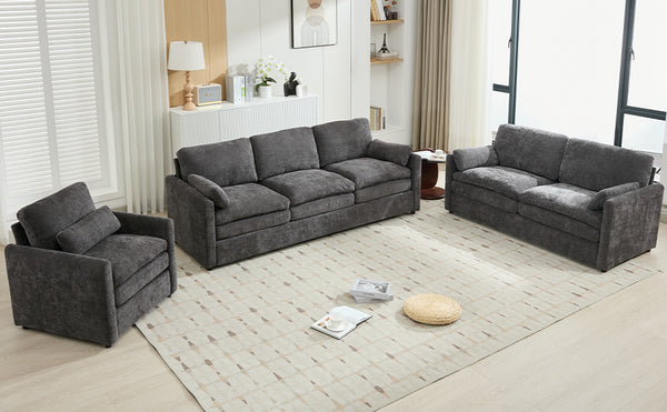 English Elm Cozy Upholstered Sofa Set - Cloud-Like Comfort With Deep Cushions & Stylish Grey Chenille Design N719S001920E