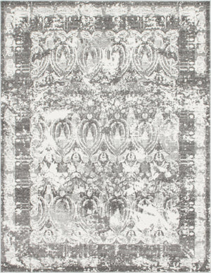 Unique Loom Rosso Vivaldi Machine Made Border Rug Gray, Ivory 8' 0" x 10' 0"