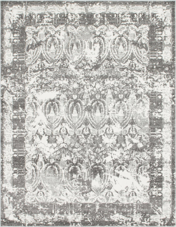 Unique Loom Rosso Vivaldi Machine Made Border Rug Gray, Ivory 8' 0" x 10' 0"