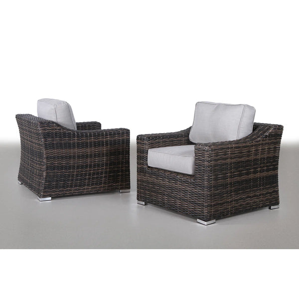 English Elm LSI Fully Assembled Patio Chair Set with Cushions — Durable Wicker Aluminum Frame, Weather-Resistant Comfort Brown B120S00058