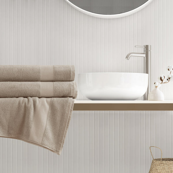 JLA Home Comfort Spaces - 500GSM Plush Turkish Cotton XL Towel Set — Spa-Soft 500 GSM, Quick-Dry, Oeko‑Tex Certified Luxury Bath Towels Beige AM73-0241