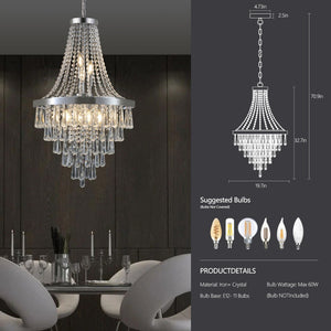 English Elm 20" K9 Crystal Chrome Chandelier 11 Arm Adjustable Drop for Foyer or Dining Room W2312P477370