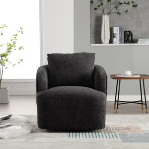 English Elm 30.3"w Boucle Barrel Swivel Chair 360 Rotation Lounge Seating for Living Room Charcoal W3188P400932