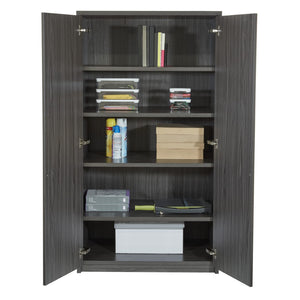 OSP Home Furnishings 65' 65 Inch Tall Two Door Storage Cabinet with Five Adjustable Shelves for Garage or Office NAP-156-SGW