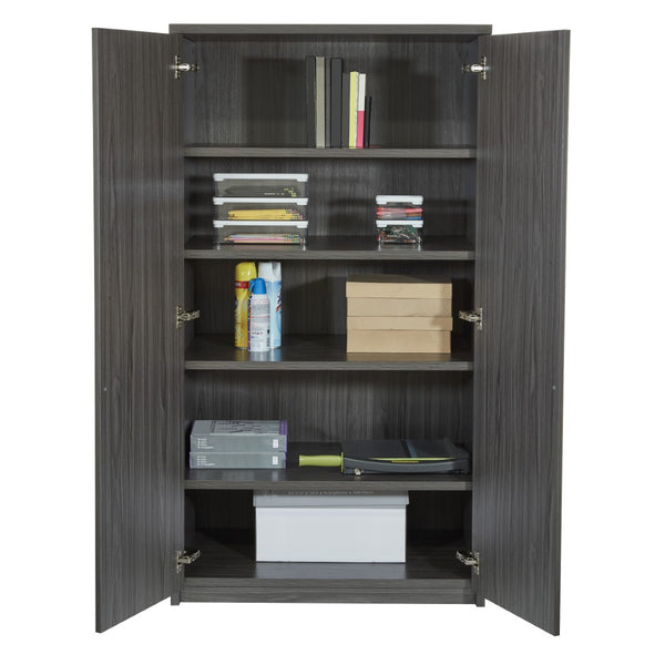 OSP Home Furnishings 65' 65 Inch Tall Two Door Storage Cabinet with Five Adjustable Shelves for Garage or Office NAP-156-SGW