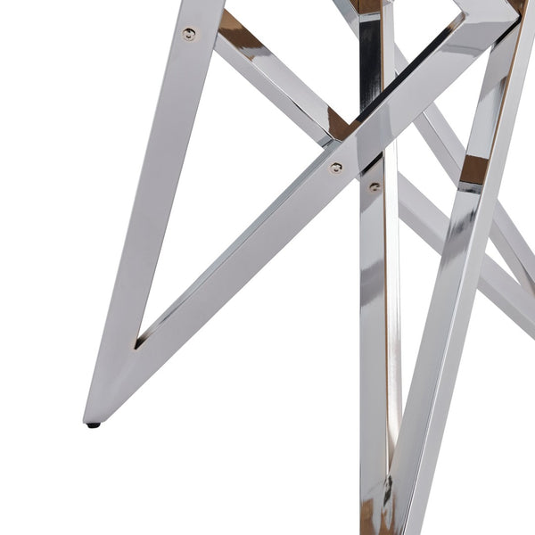 English Elm 37inch Round Dining Table Warm Wood Grain Top Silver Tripod Base Seats Four W3357P395501