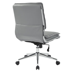 OSP Home Furnishings Armless Mid-back Faux Leather Office Chair with Lumbar Support and Chrome Base Charcoal SPX23592C-U42