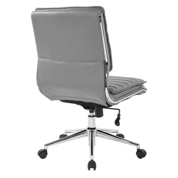 OSP Home Furnishings Armless Mid-back Faux Leather Office Chair with Lumbar Support and Chrome Base Charcoal SPX23592C-U42