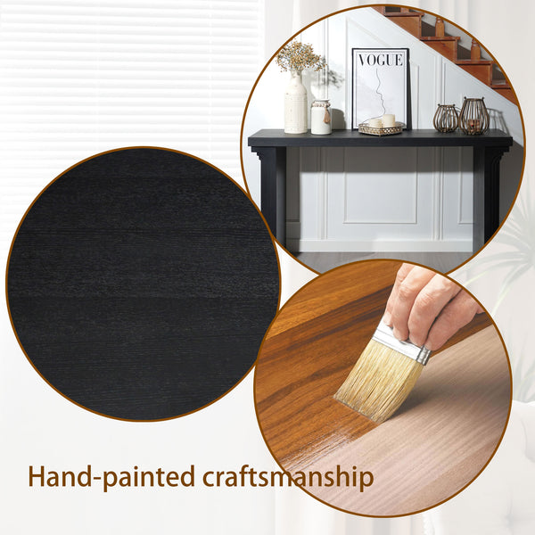 English Elm 58in Modern Minimalist Black Console Table – Sleek Engineered Wood Entryway Accent with Sturdy Legs and Matte Finish W2729P252797