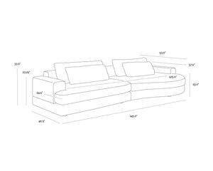 Sunpan Baela Sofa - Luxurious Danny Cream Upholstery with Removable Cushions and Stylish Black Wood Base
