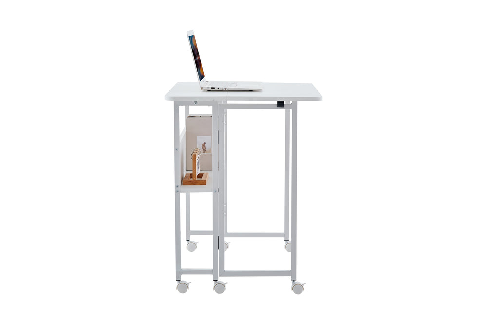 English Elm Folding Small Foldable Desk 31.5" Compact White MDF Foldable Office Table for Study & Space-Saving Storage W2516P282692