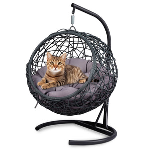 English Elm Cat Swing Bed With Stand & Cushion - Cozy Indoor Hammock For Cats, Small Dogs & Pets, Stylish Design W2500P283871