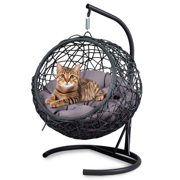 English Elm Cat Swing Bed With Stand & Cushion - Cozy Indoor Hammock For Cats, Small Dogs & Pets, Stylish Design W2500P283871