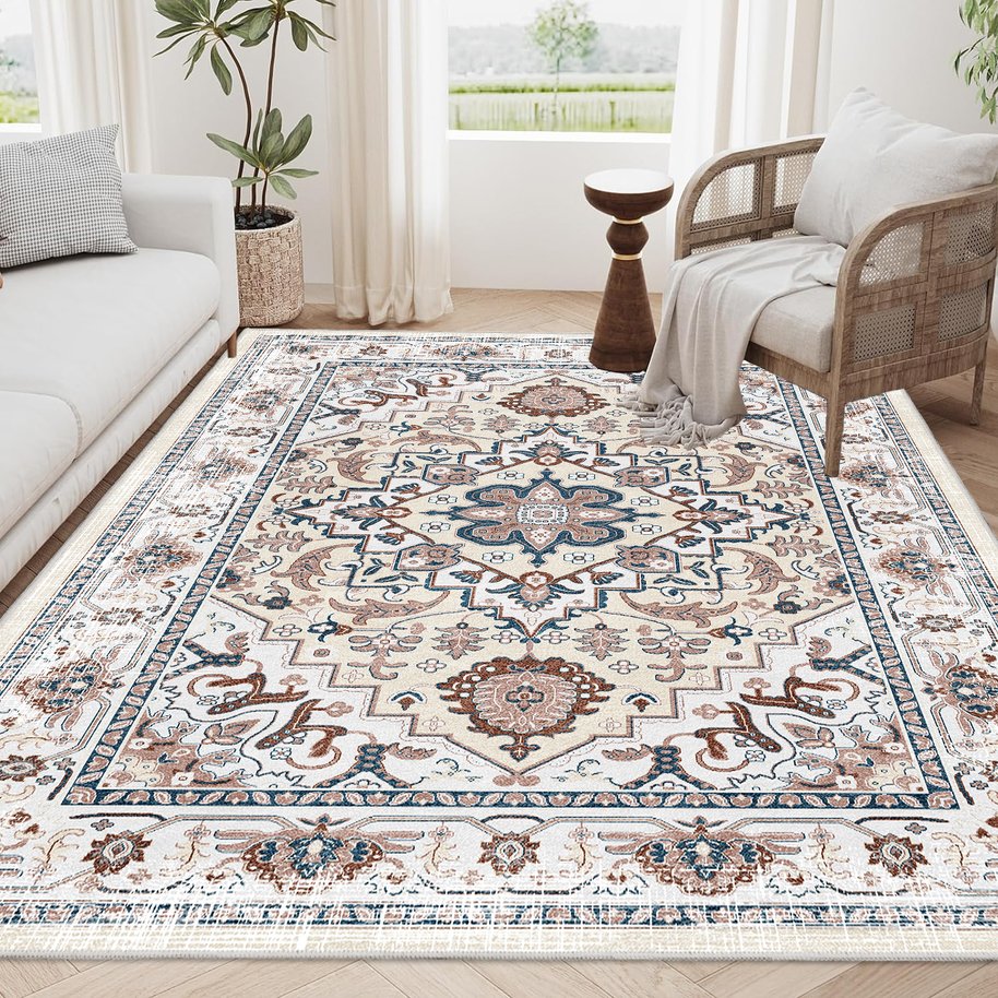 English Elm Area Rug 6X9 Vintage Bohemian Floral Non-Slip Washable Design For Living Room, Bedroom, Kitchen W2907P265120