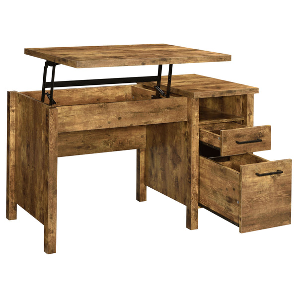 English Elm Chicolm Rustic Nutmeg Lift Top Office Desk with Lift-Top Storage, Standing Height, Drawer & File Cabinet B062P337738