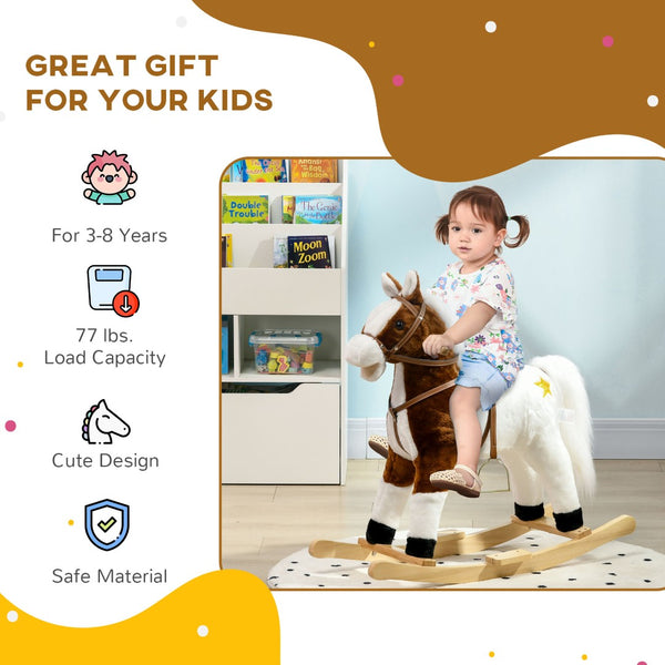 English Elm Qaba Plush Rocking Pony for Toddlers with Sound Effects and Padded Saddle Playroom Fun W2225P217696