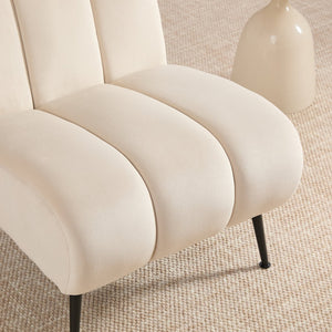 English Elm 24.4" Wide Modern Armless Velvet Accent Chair With Black Metal Legs For Stylish Home & Office Decor W3098P308777