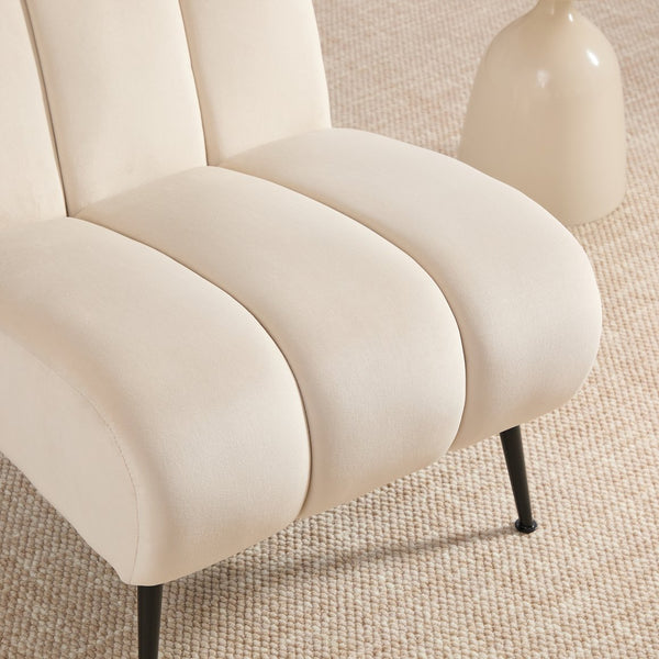 English Elm 24.4" Wide Modern Armless Velvet Accent Chair With Black Metal Legs For Stylish Home & Office Decor W3098P308777