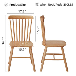 English Elm 4pieces Natural Rubber Wood Dining Chairs with Curved Backrests, 17" Seat Height, Stable Anti-Skid Feet W2720P193121