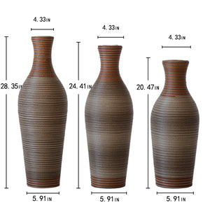 English Elm Desktop PVC Vase Set of 3 Decorative Tall Floor and Table Vases—Modern Durable Artful Accents for Home Brown Grey W2796P261491