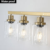 English Elm Golden 8-Light Vanity Light With Clear Glass Shades, Modern Iron Metal Bathroom Wall Fixture For Mirror, Ideal For Bathroom and Dressing Table (No Bulbs)