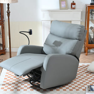 English Elm Swivel 360° Rocker Recliner Chair with Glider, 95-160° Manual Recline, 30° Rocking, Nursery Seat (Blue-Gray) W1028P251470