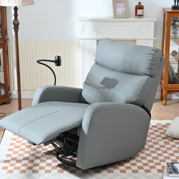 English Elm Swivel 360° Rocker Recliner Chair with Glider, 95-160° Manual Recline, 30° Rocking, Nursery Seat (Blue-Gray) W1028P251470