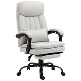 English Elm Vinsetto Microfibre Executive Massage Office Chair, Swivel Computer Desk Chair, Heated Reclining Computer Chair With Lumbar Support Pillow, Cream White