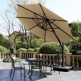 English Elm 10 Ft Cantilever Patio Umbrella With 360° Rotation & Tilt Adjustment, Square Outdoor Offset Umbrella With Aluminum Pole Without Base- Khaki