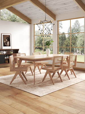 English Elm Hamlet Solid Wood Dining Chair with Cane Seat and Square Backrest, American Ash Frame, 275 lb Capacity Natural B365P397776