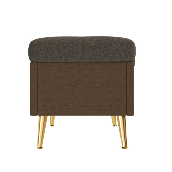 English Elm Modern Boucle Tufted Storage Ottoman Bench with Gold Legs for Bedroom or Entryway Coffee N719P305620D