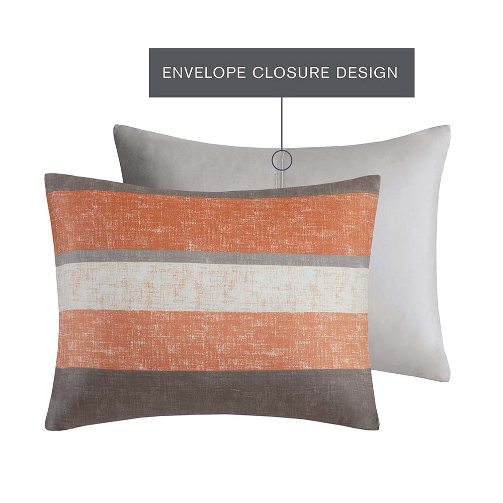 JLA Home Madison Park Essentials - Stripe Coastal Stripe Comforter & Sheet Set — Vibrant Coral, Aqua & White Stripes, Reversible Gray Backing, OEKO-TEX, Antimicrobial, Fits up to 14" Mattress 90 L x 90 W x 1.5H MPE10-1075