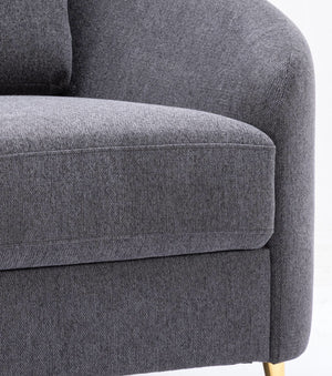 English Elm Yuina Gray Linen Chair with Pocket Coil Seat, Chrome Metal Legs, Durable Wood Frame, Easy Assembly B2726S00046