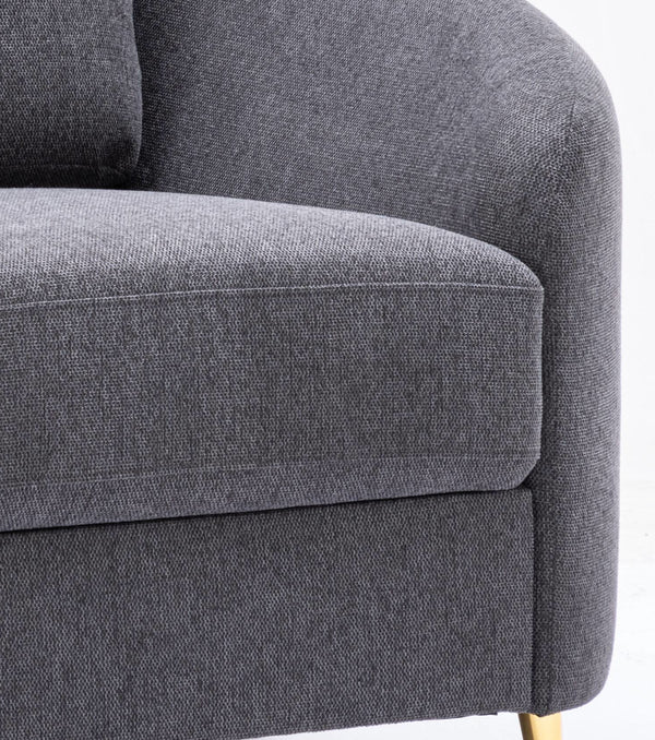 English Elm Yuina Gray Linen Chair with Pocket Coil Seat, Chrome Metal Legs, Durable Wood Frame, Easy Assembly B2726S00046