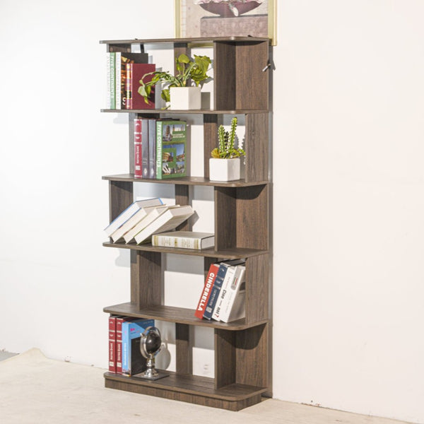 English Elm 31.5" Tall 5-tier Mdf Bookcase Slim Open Shelving Unit for Office Bedroom Living Room Dark Brown W2899P444163