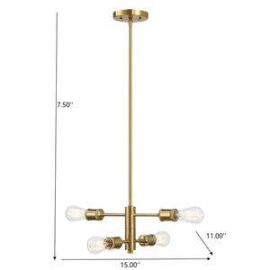 English Elm Ashcroft Furniture - Trellis Gold 4-Light Chandelier Vintage-Modern Brass Pendant for Dining Living Kitchen, 15"W x 6.75"H B183P231787