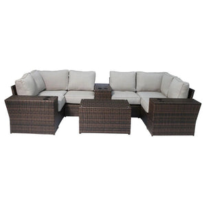 English Elm Pre-Assembled Patio Sofa Set For 4 – Stylish, Durable Seating With Cushions & Glass-Top Table B120S00228-GIGA