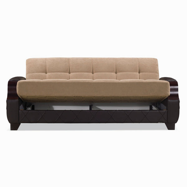 English Elm PrimeNest Mobilon Upholstered Convertible Sofabed with Storage, Click-Click Sleeper, PU Leather Luxury Brown B030P286567