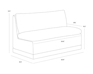 Sunpan DONATELLA Banquette - Elegant Zenith Alabaster Upholstered Seating for Dining & Lounge Spaces 112529