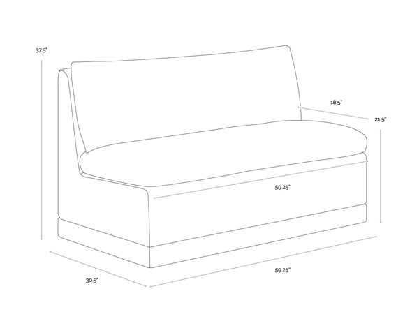 Sunpan DONATELLA Banquette - Elegant Zenith Alabaster Upholstered Seating for Dining & Lounge Spaces 112529