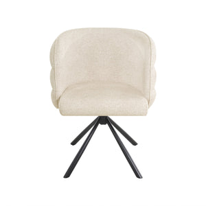 English Elm 270° Swivel Mid-Century Modern Upholstered Desk Chairs Set of 2 with Thick Cushion & Metal Base Beige W757P281146