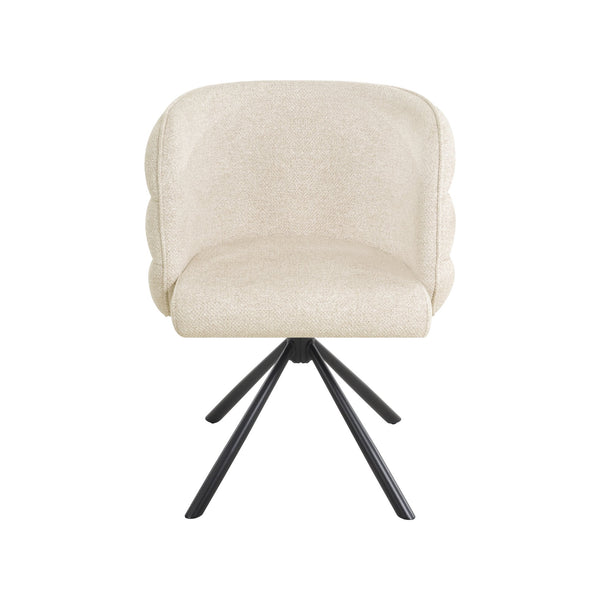 English Elm 270° Swivel Mid-Century Modern Upholstered Desk Chairs Set of 2 with Thick Cushion & Metal Base Beige W757P281146