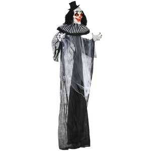 English Elm Homcom 6' Life-Size Clown Animatronic – Motion Activated Halloween Decoration With Light-Up Eyes & Sounds W2225P229493