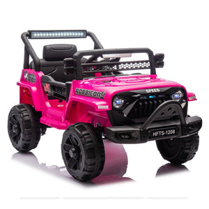 English Elm 12v Kids Electric Ride on Truck with Parental Remote Four Wheel Suspension and Led Lights Pink W1578P187456